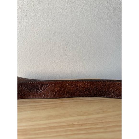 Silver Creek Classics Mens Brown Leather Tooled Belt Silver Buckle Size 42 - Picture 4 of 15